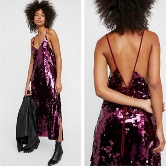 FREE PEOPLE Intimately Paillette Sequin Midi Dress size XS/S/M runs big NWOT - Picture 1 of 8